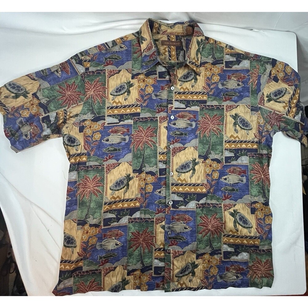 Tori Richard Shirt Mens 2XL Button up Tropical Camp Casual Lightweight Turtle